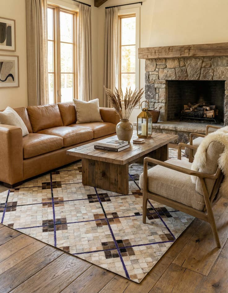 Detail image of 5' x 8' Cowhide Stocks Rug