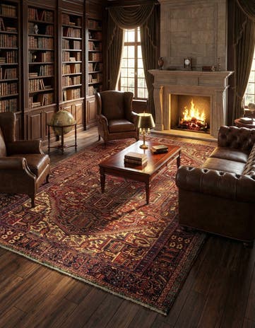 9' 4 x 13' 2 Hand Knotted Heriz Persian Wool Rug