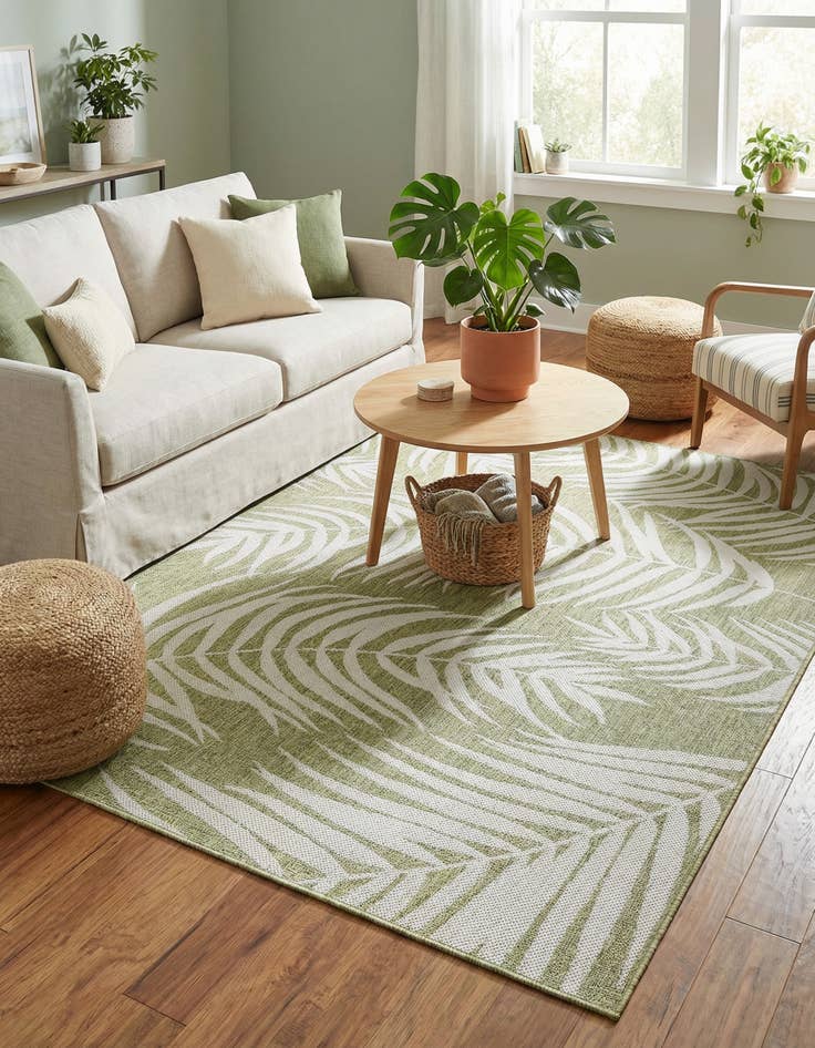 Detail image of  5' 3 x 7'  Washable Botanical Indoor / Outdoor Rug