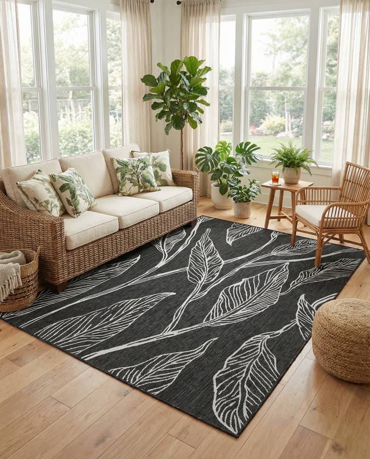 Detail image of 5' 3 x 8' Easy-Clean Botanical Indoor / Outdoor Rug