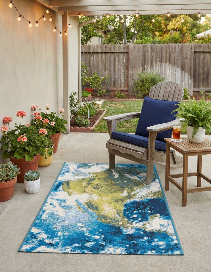 Detail image of 2' x 3' 1  Washable Modern Indoor / Outdoor Rug