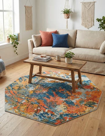 Washable Vivid Octagon Rug