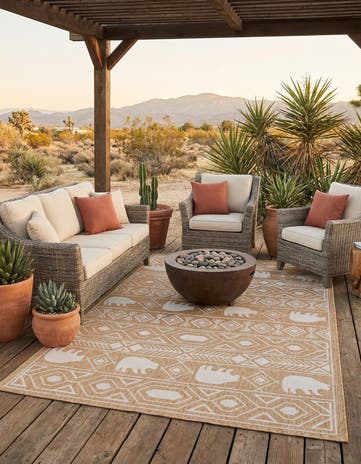 5' 3 x 8' Easy-Clean Southwestern Indoor / Outdoor Rug