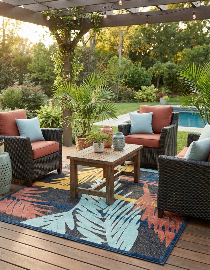 Detail image of 7' 10 x 7' 10  Washable Belize Indoor / Outdoor Square Rug