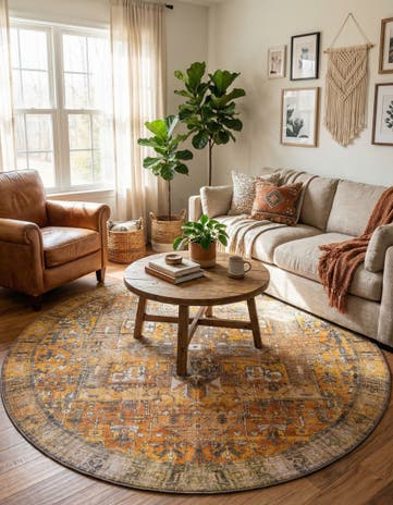 7' 6 x 7' 6 Washable Timeless Round Rug