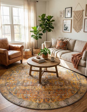 7' 6 x 7' 6 Washable Timeless Round Rug