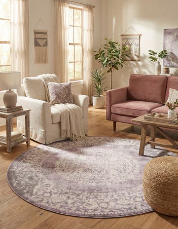 Purple Modern Classical Round Rug