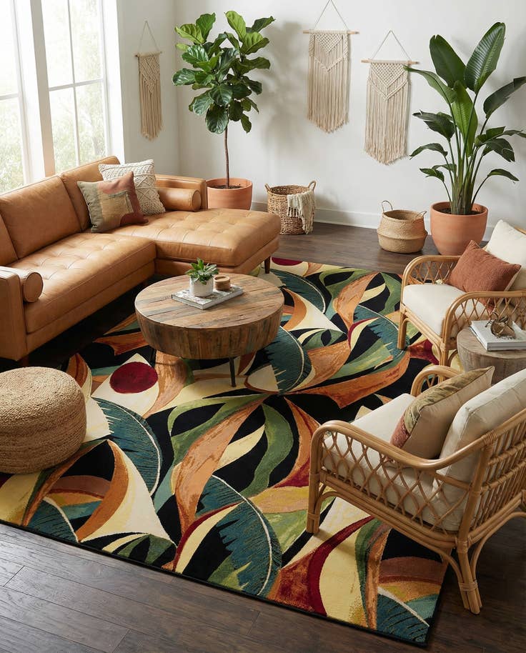 Detail image of 10' x 14' Easy-Clean Botanical Indoor / Outdoor Rug