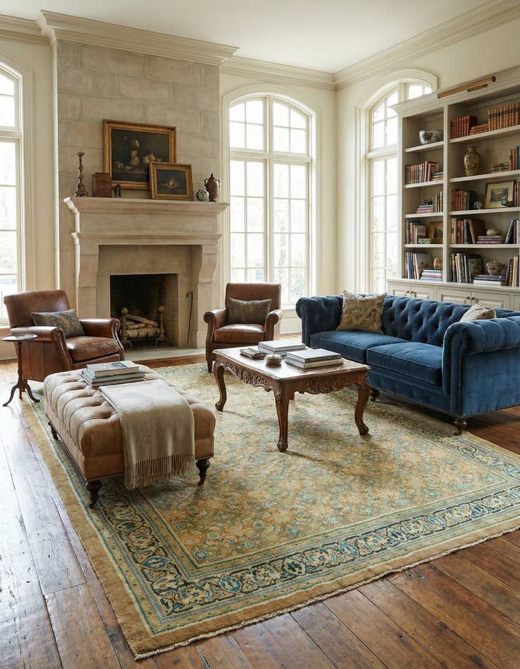 Detail image of 9' 9 x 13' 6  Hand Knotted Farahan Persian Wool Rug