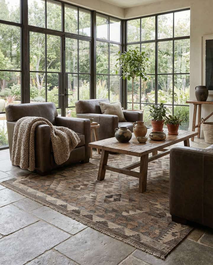 5' x 6' 7 Hand Woven Kilim Maymana Wool Rug