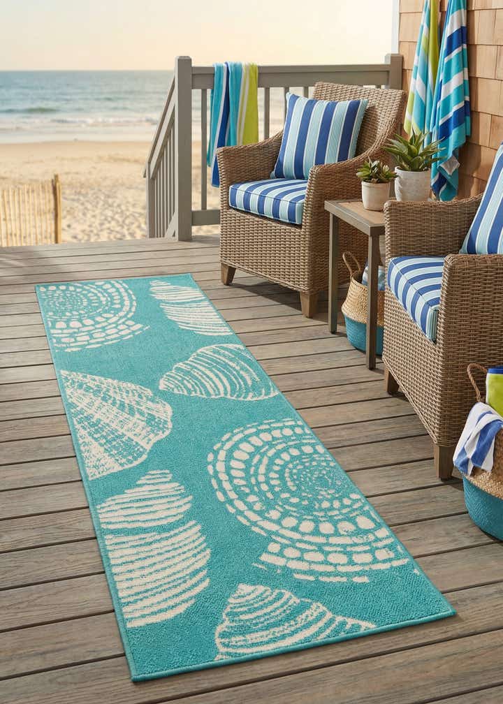 2' x 6' Easy-Clean Coastal Indoor / Outdoor Runner Rug