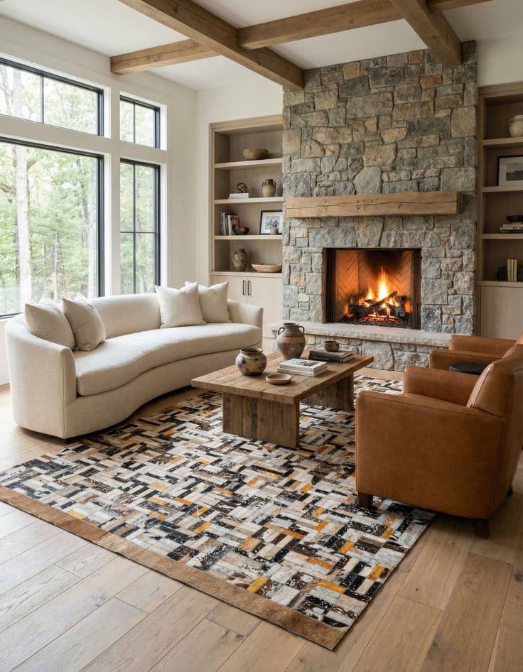 Detail image of  5' x 8' 1 Cowhide - Patchwork Rug