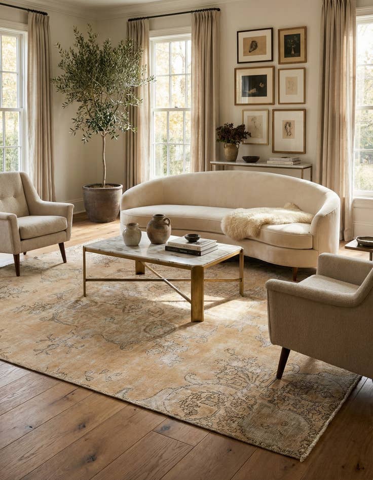 Detail image of 5' x 7' 10  Hand Knotted Ultra Vintage Persian Wool Rug