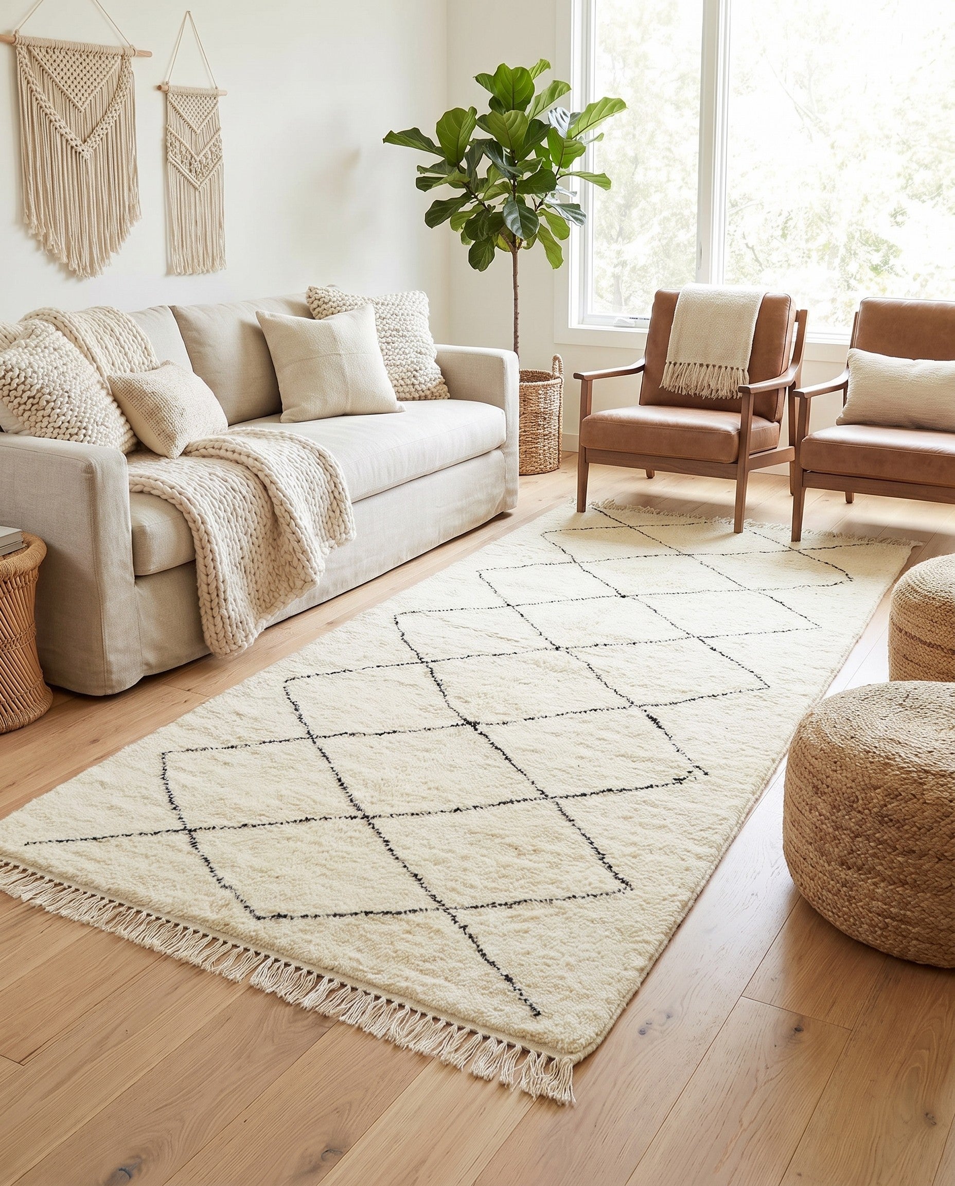 4' 9 x 8' 9 Hand Knotted Moroccan Wool Rug