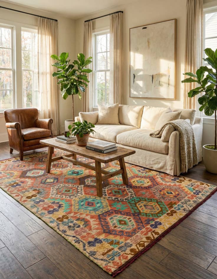 Detail image of  6' 9 x 10' 3  Hand Knotted Darya Wool Rug