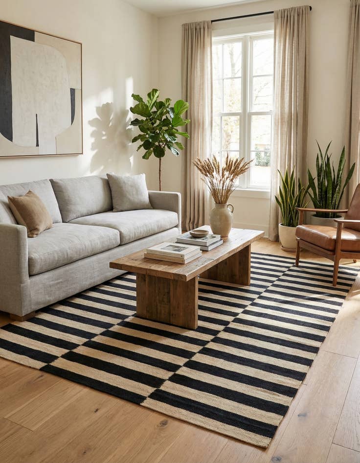 Detail image of 4' x 5' 10  Hand Woven Kilim Modern Wool Oval Rug