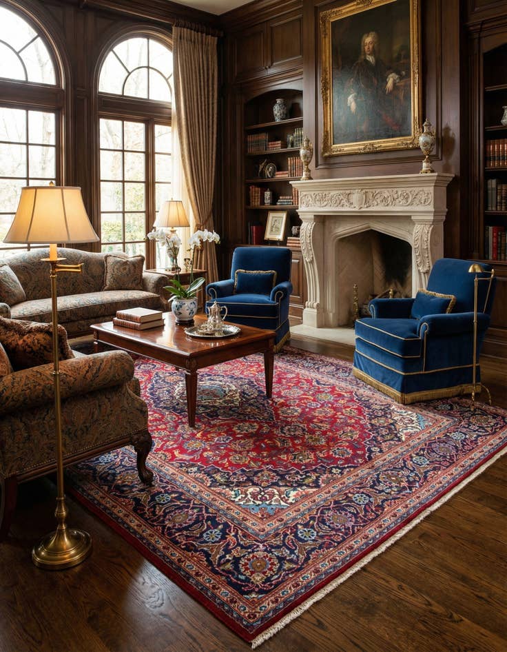 Detail image of 6' 6 x 9' 10 Kashan Wool Rug