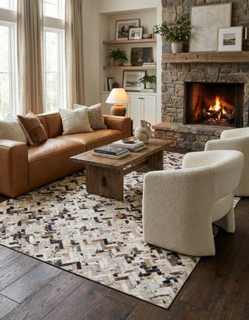 5' x 7' 10 Cowhide Leather Rug