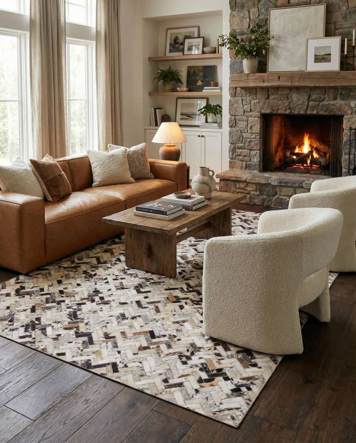 5' x 7' 10 Cowhide Leather Rug