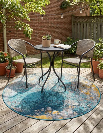 4' x 4' Easy-Clean Modern Indoor / Outdoor Round Rug