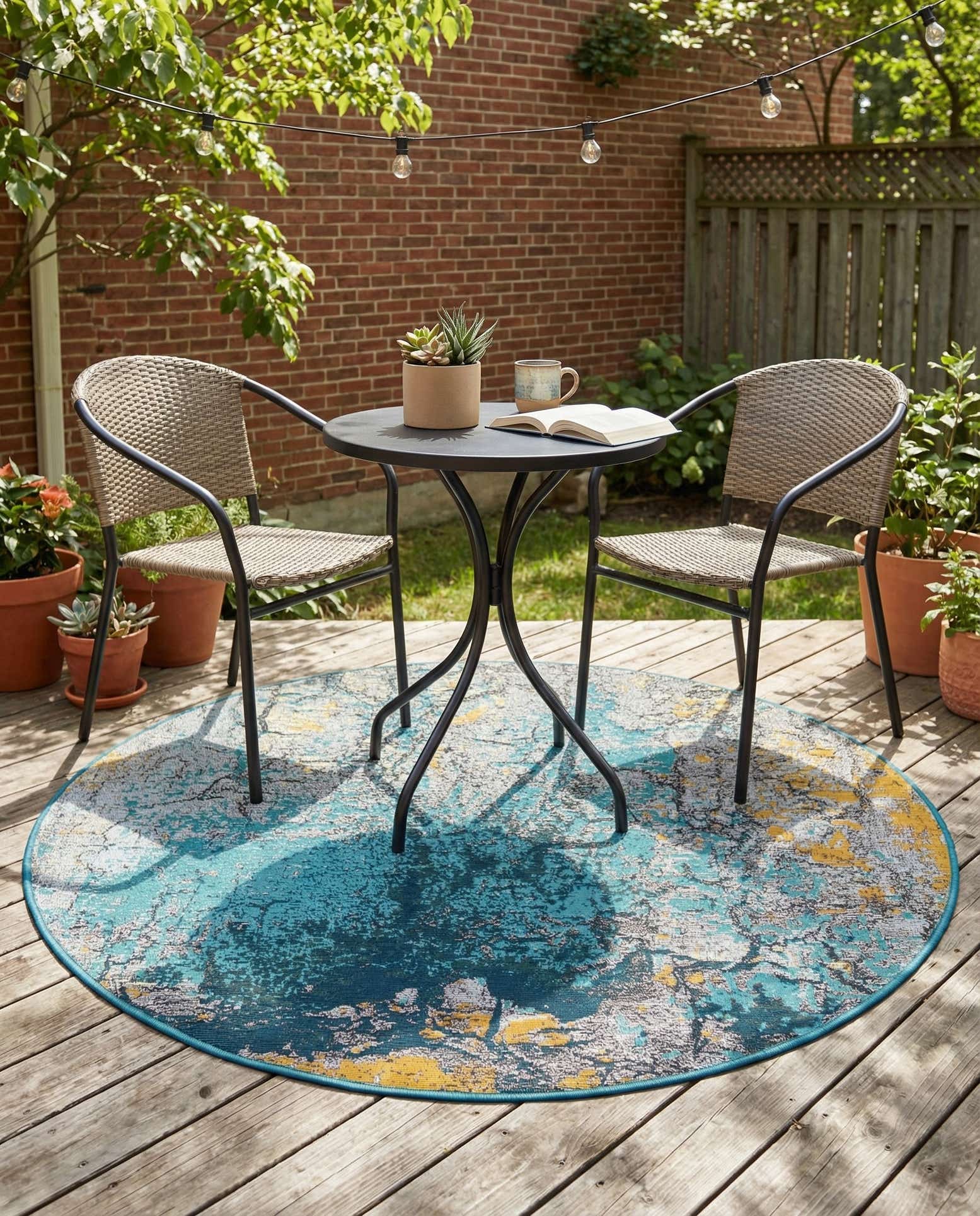4' x 4' Easy-Clean Modern Indoor / Outdoor Round Rug