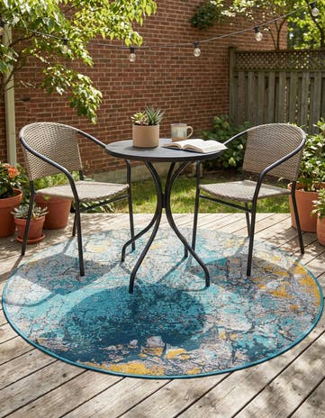 4' x 4' Easy-Clean Modern Indoor / Outdoor Round Rug