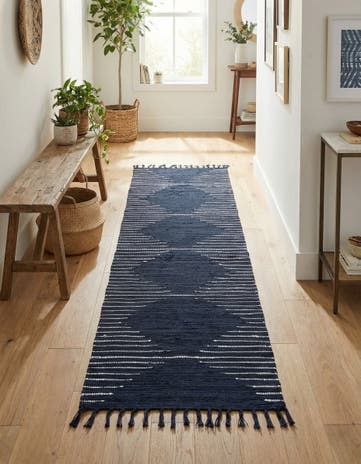 2' 7 x 10' Hand Woven Chindi Cotton Runner Rug