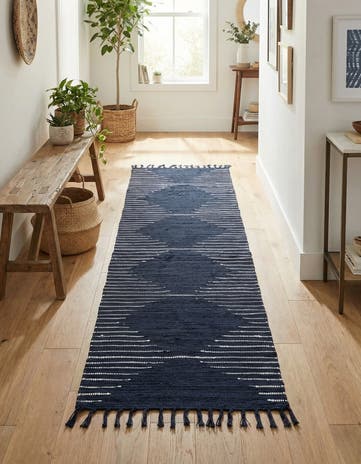 2' 7 x 10' Hand Woven Chindi Cotton Runner Rug