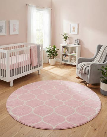 4' x 4' Lattice Frieze Round Rug