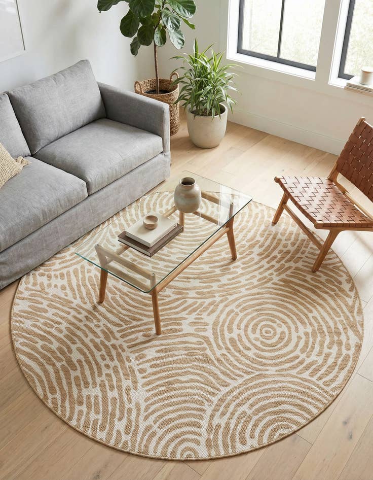 Detail image of  6' x 6'  Washable Modern Indoor / Outdoor Round Rug
