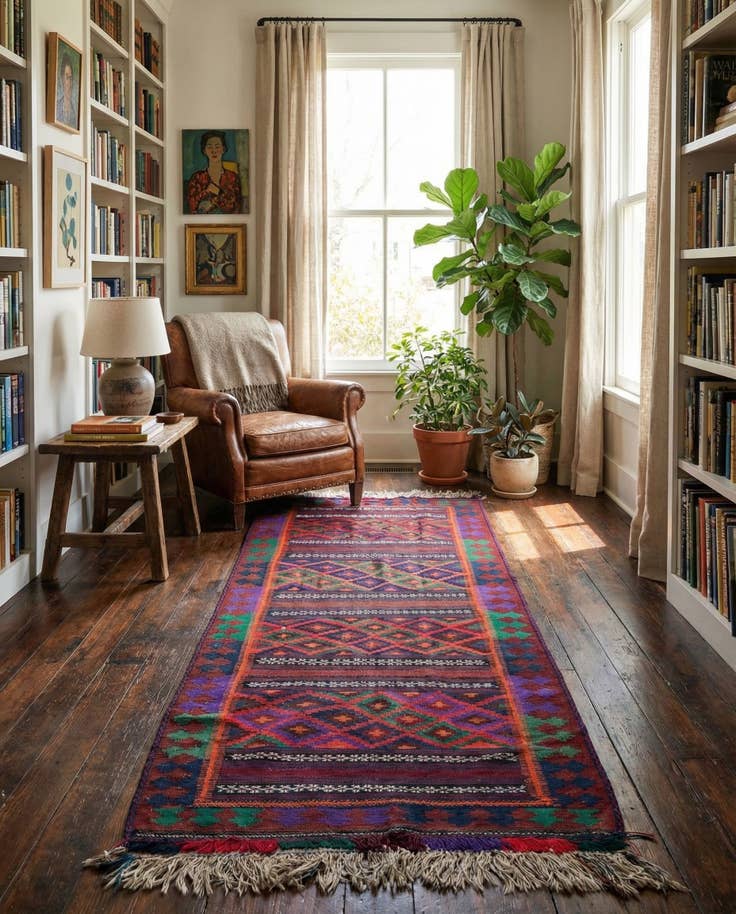 Detail image of 4' 1 x 9' 4 Hand Woven Kilim Fars Wool Runner Rug