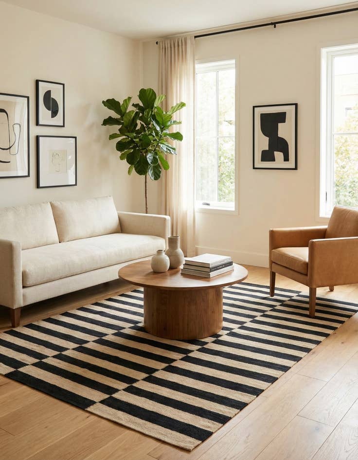 Detail image of 4' x 5' 9  Hand Woven Kilim Modern Wool Rug