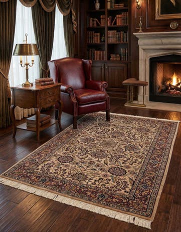 4' 3 x 6' 2 Hand Knotted Sarough Oriental Wool Rug