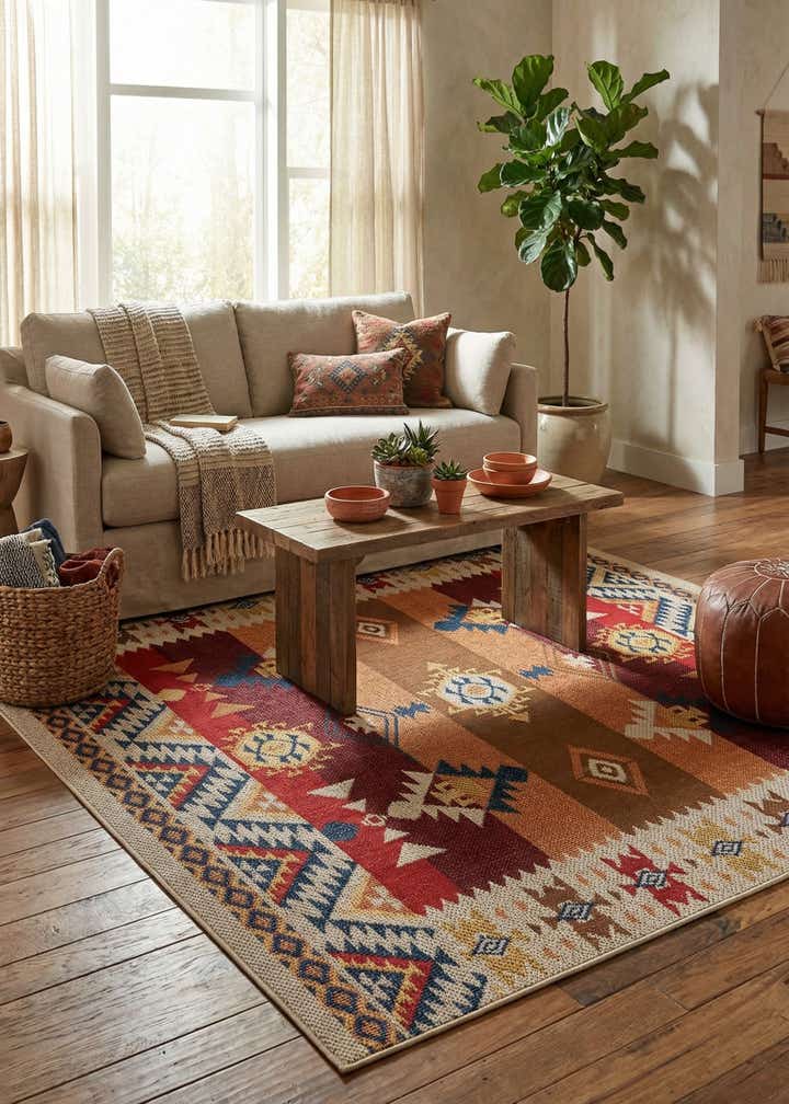 7' 10 x 7' 10 Easy-Clean Baja Indoor / Outdoor Square Rug