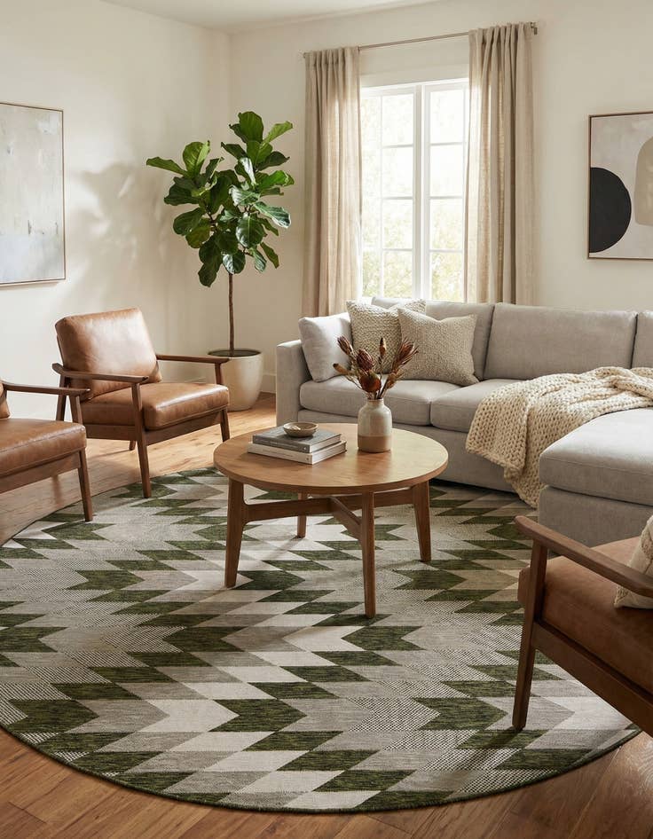 Detail image of  10' x 10'  Washable Modern Indoor / Outdoor Round Rug