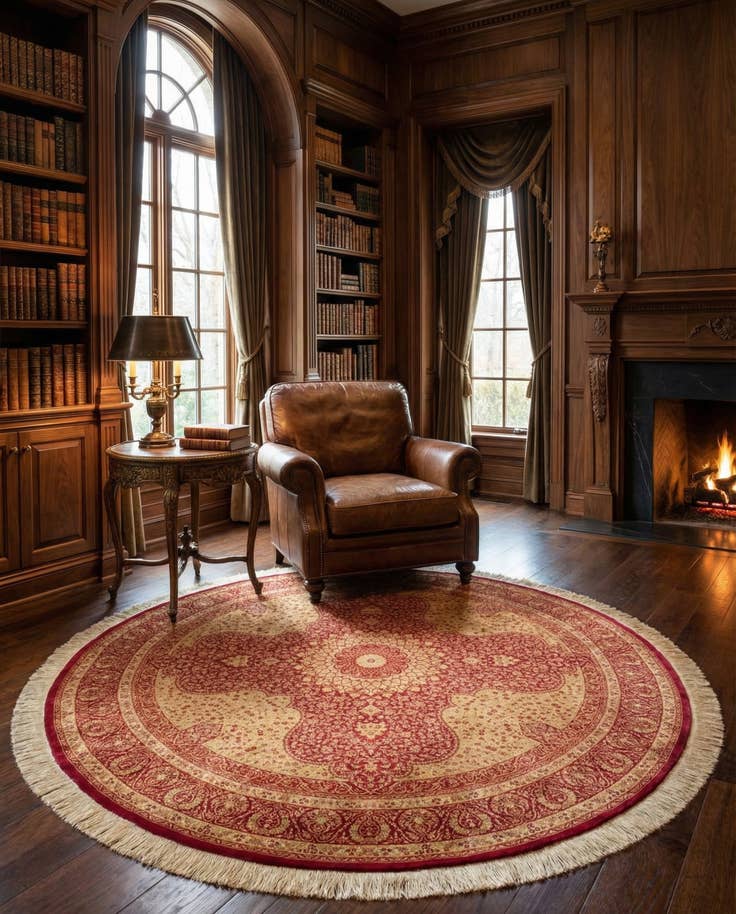 Detail image of 6' 7 x 6' 7 Ghom Silk Round Rug