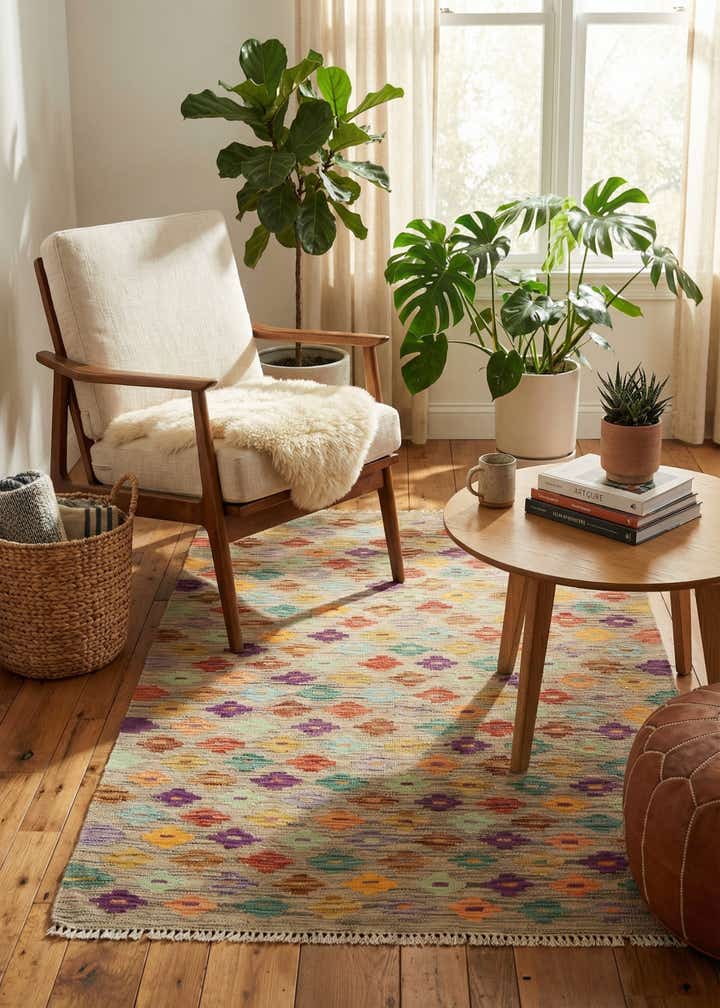 2' 10 x 4' 10 Hand Woven Kilim Modern Wool Rug