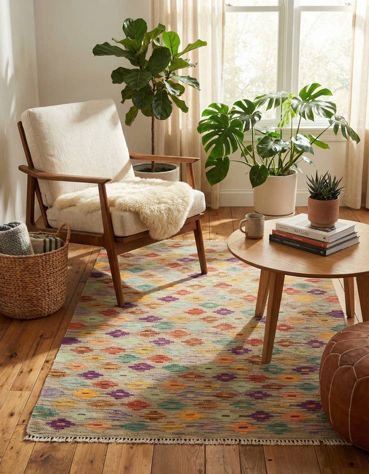 Detail image of 2' 10 x 4' 10  Hand Woven Kilim Modern Wool Rug