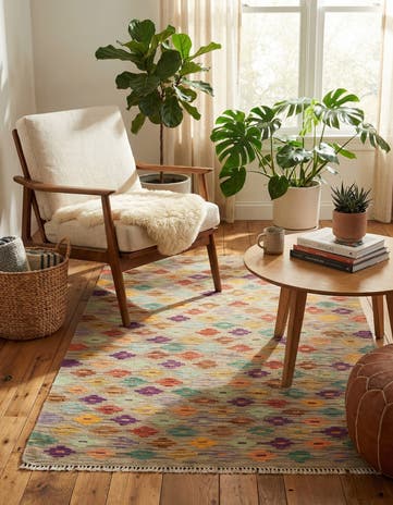 2' 10 x 4' 10 Hand Woven Kilim Modern Wool Rug