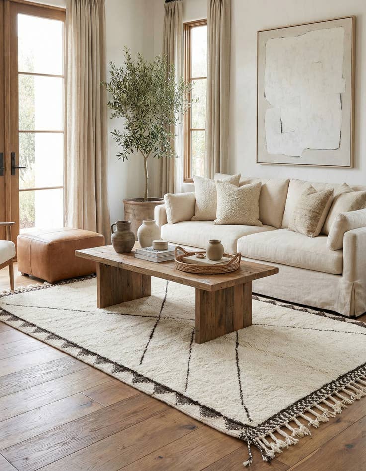 Detail image of 5' 5 x 8' 7  Hand Knotted Moroccan Wool Rug