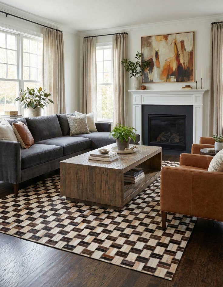 Detail image of  4' 11 x 7' 10 Cowhide - Patchwork Rug