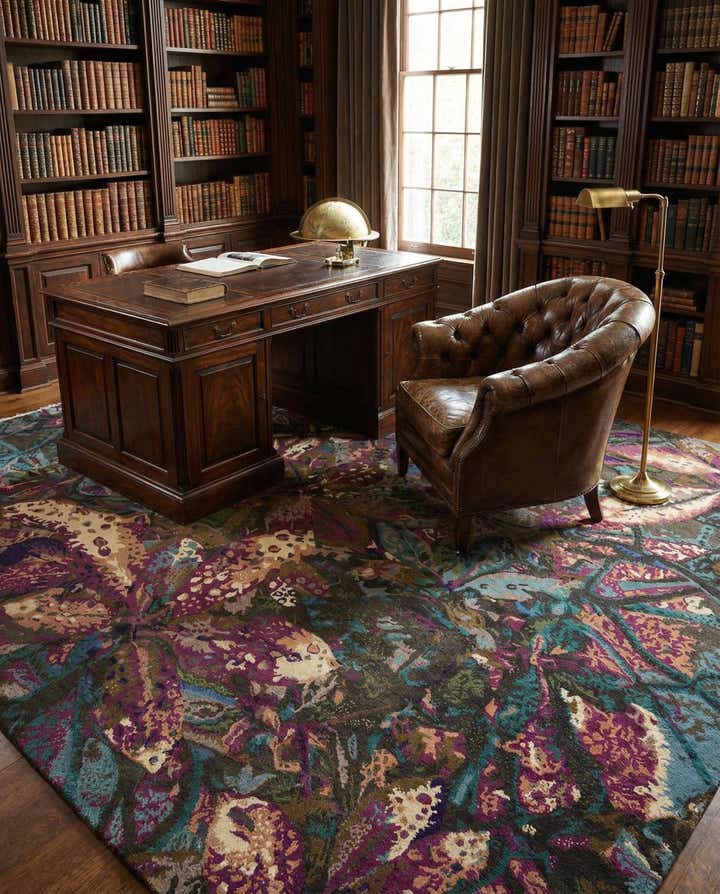 Manfei Rug Purple 8' x 9' 11 Hand Knotted Modern Manshu Wool Rug | Rugs.com