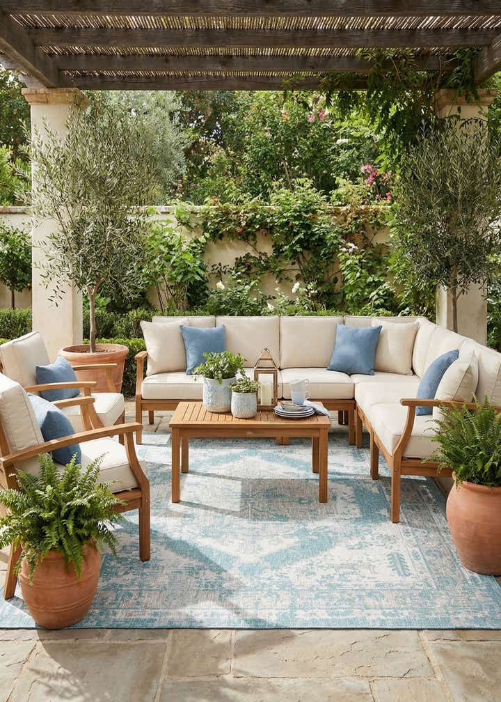 10' x 10' Easy-Clean Traditional Indoor / Outdoor Square Rug