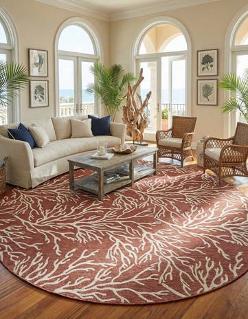13' x 13' Easy-Clean Coastal Indoor / Outdoor Round Rug