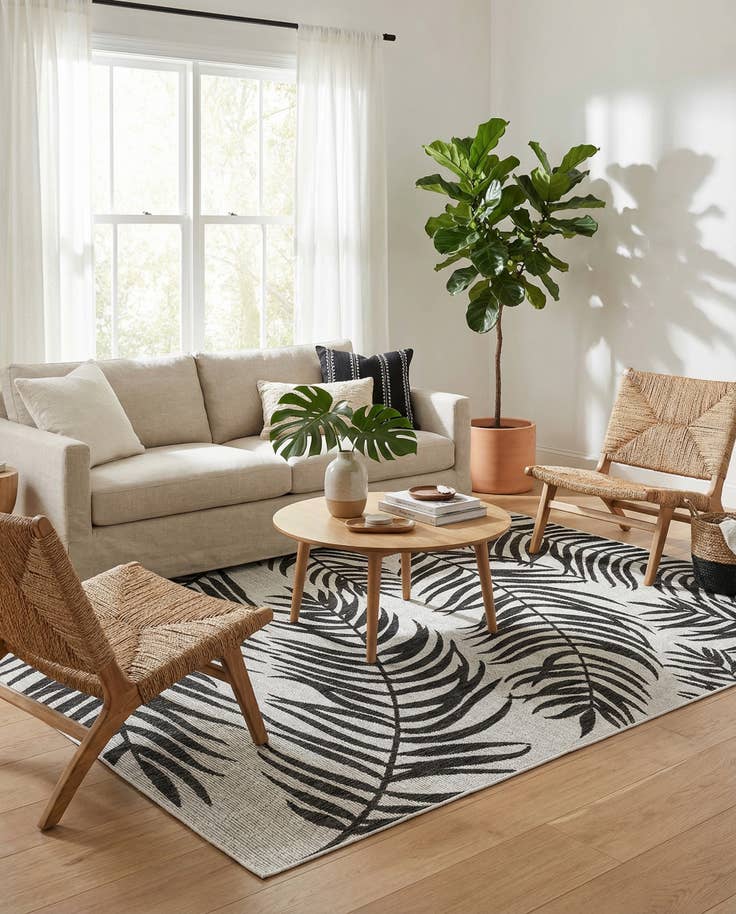 Detail image of 6' x 9' Easy-Clean Botanical Indoor / Outdoor Rug
