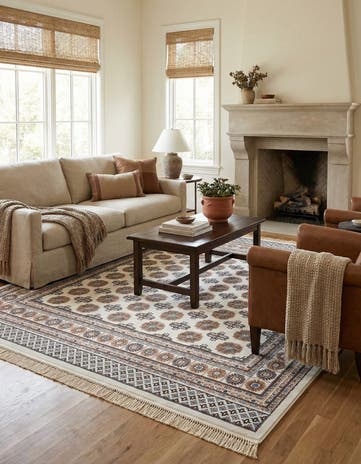 Ivory Bokhara Square Rug