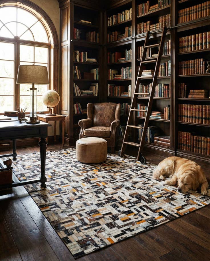 Detail image of 4' 11 x 7' 10 Cowhide - Patchwork Rug