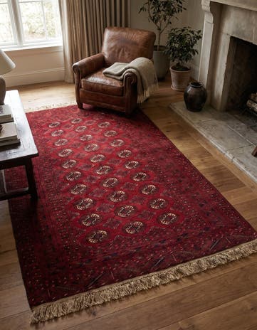 4' 2 x 6' 2 Hand Knotted Afghan Akhche Wool Rug