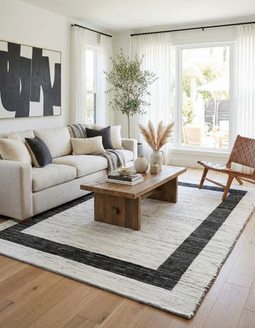 White and Black Hand Woven Chindi Jute Rug