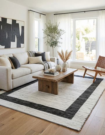 White and Black Hand Woven Chindi Jute Rug